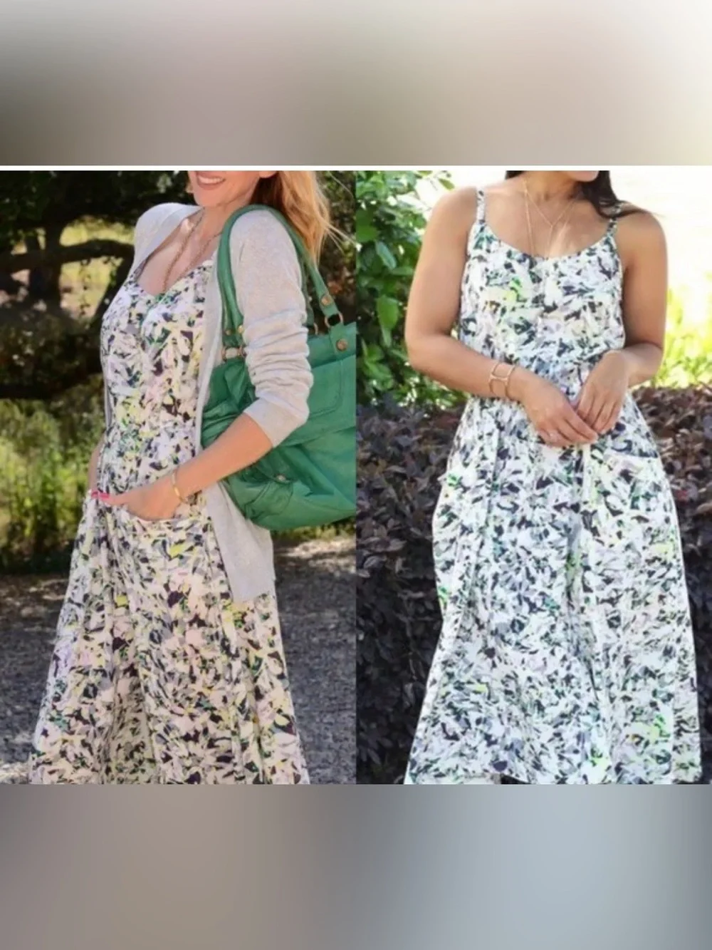 Cabi Margherita Floral Print Strappy Midi Dress with pockets